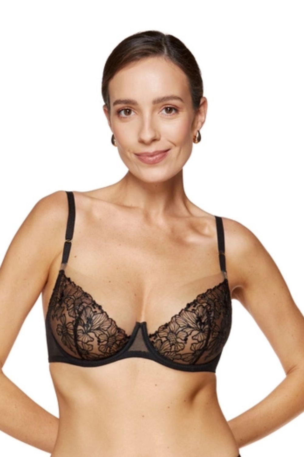 Gorteks Fleur Black Mesh Soft Bra
