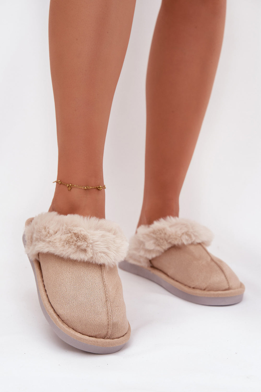 Step In Style Carisse Beige Faux Suede Warm Lined Slippers