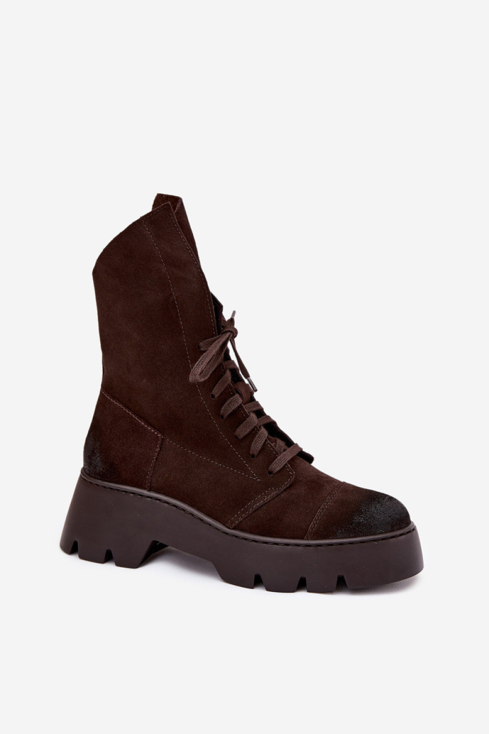 Step In Style Zazoo Chocolate Suede Platform Ankle Boots - view 2