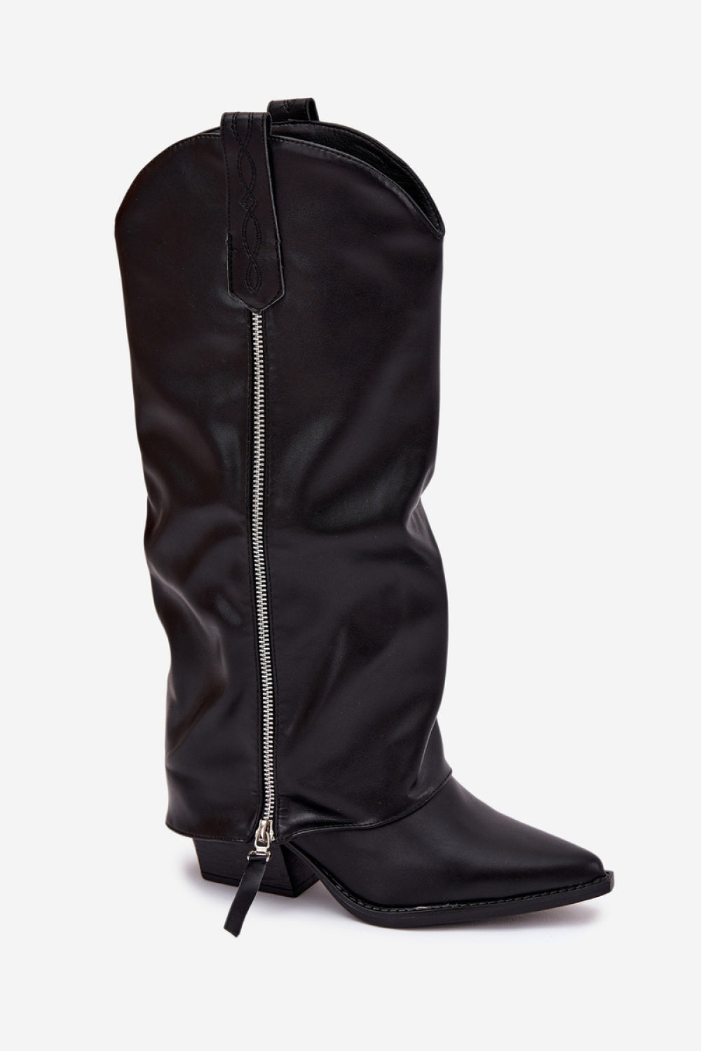Step In Style Palira Black Faux Leather Block Heel Heeled Ankle Boots - view 2