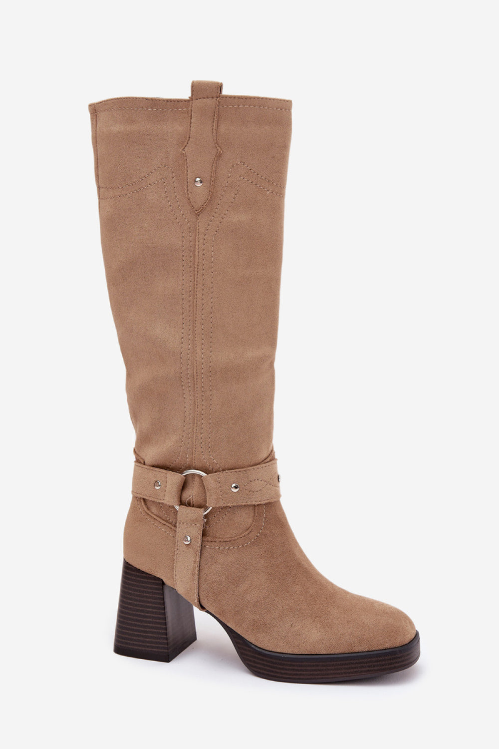 Step In Style Alessara Beige Faux Suede Block Heel Heeled Ankle Boots - view 2