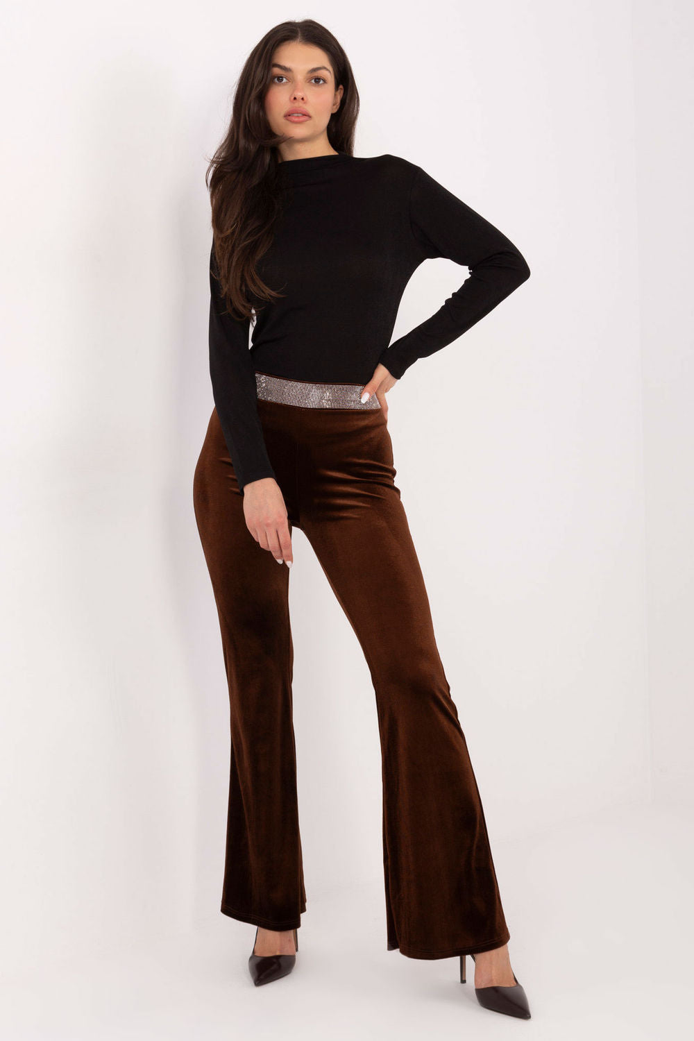 Italy Moda Brown Velvet Trousers