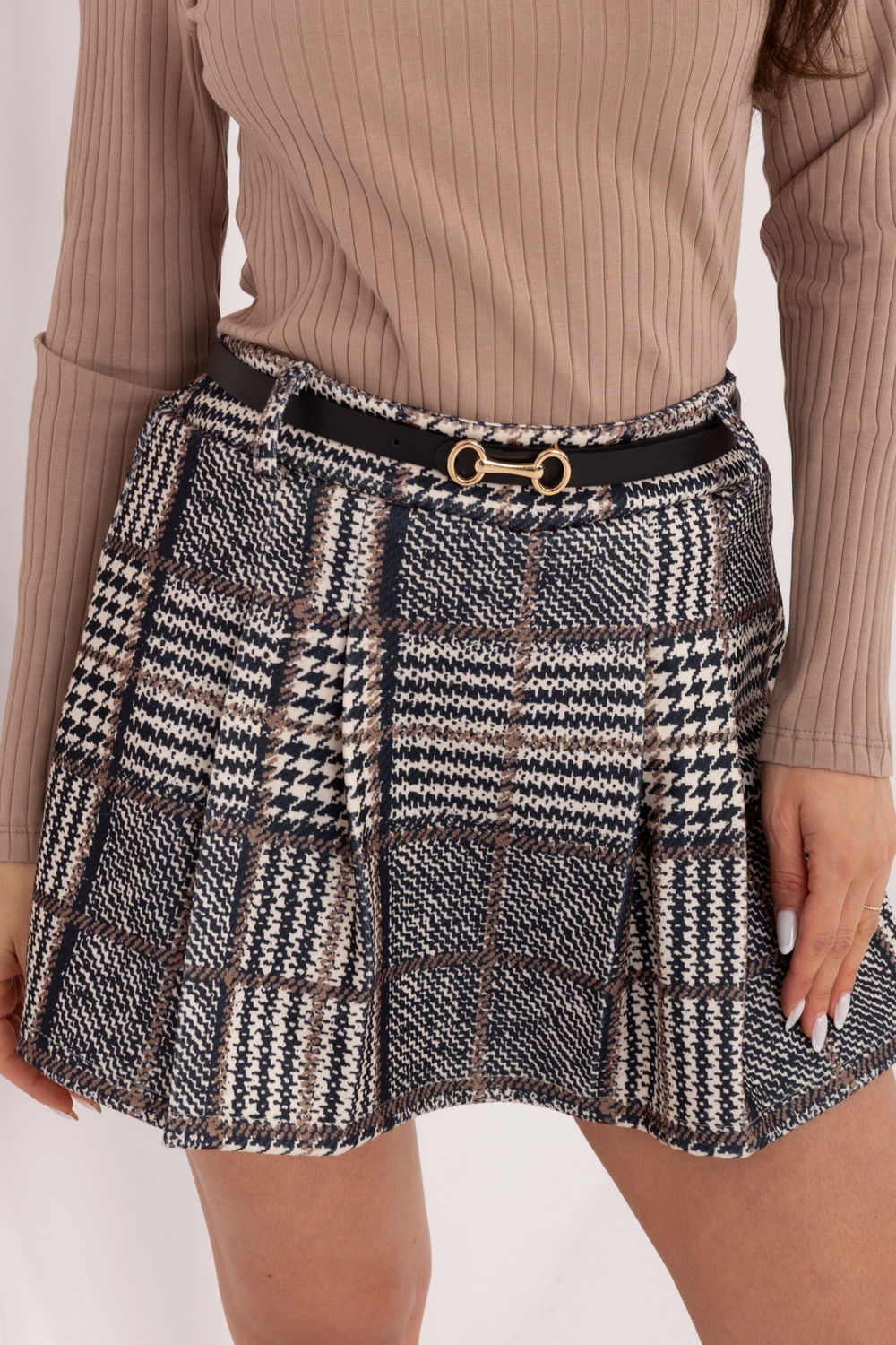 Italy Moda Navy Pleated High Waisted Skort - view 4