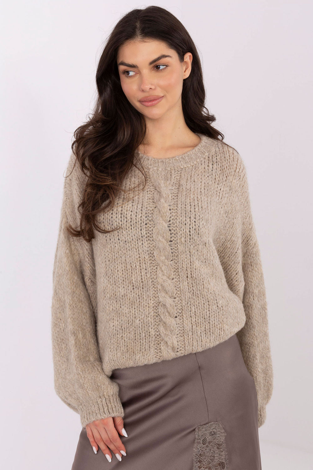 Italy Moda Beige Puff Sleeve Jumper