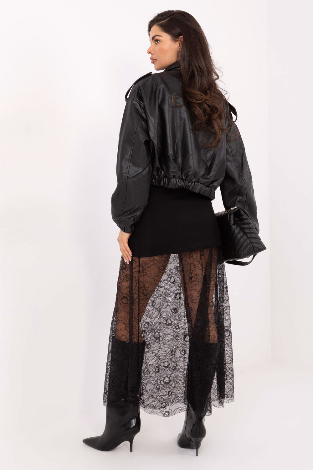 Italy Moda Black Midi Lace Skirt - view 3