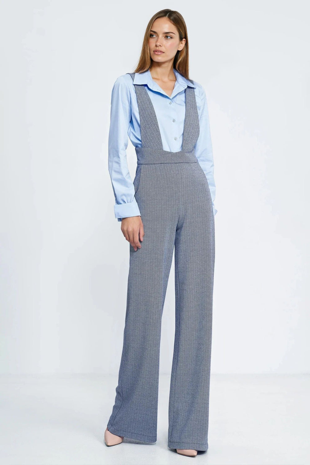 Nife Navy Viscose Wide Leg Jumpsuit - view 2