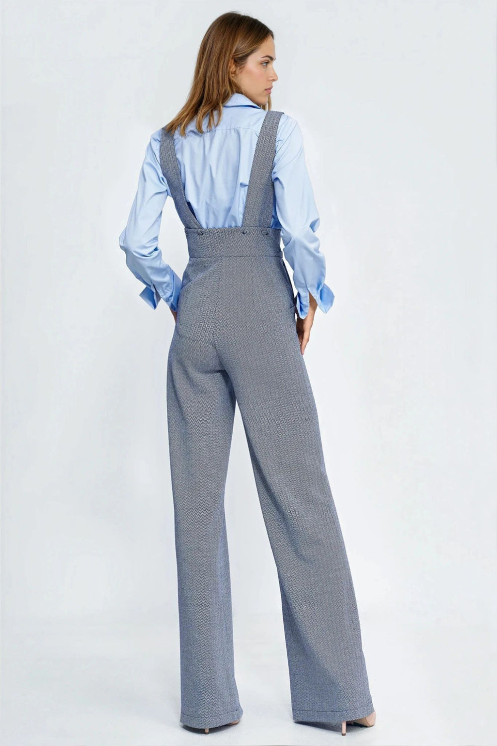 Nife Navy Viscose Wide Leg Jumpsuit - view 3