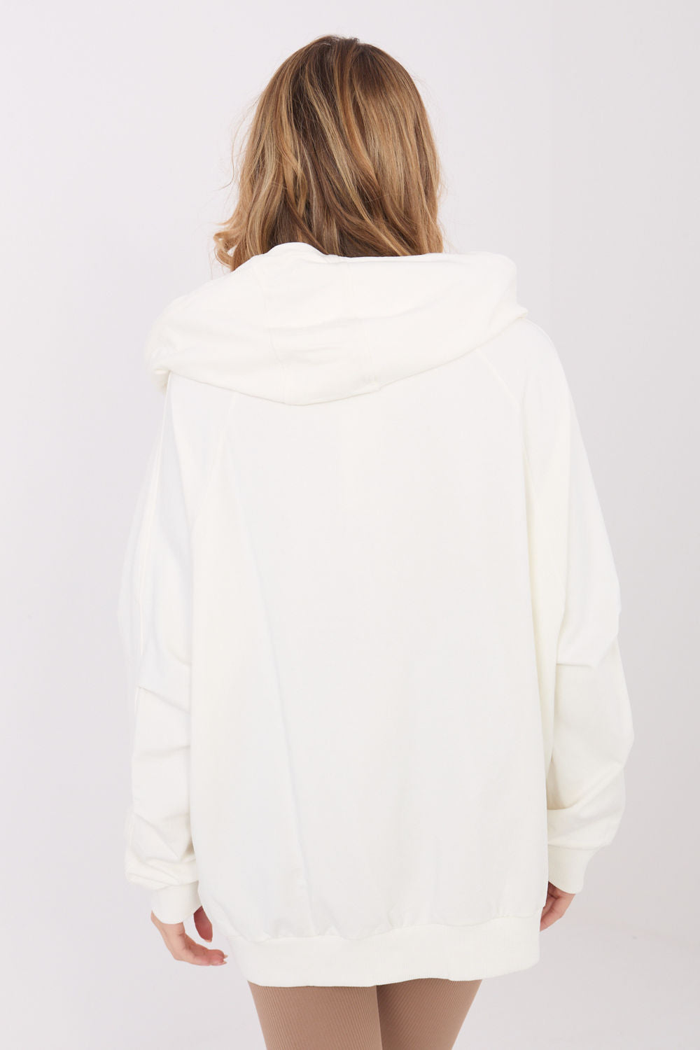 Relevance Ecru Hooded Zip Up Sweatshirt - view 3