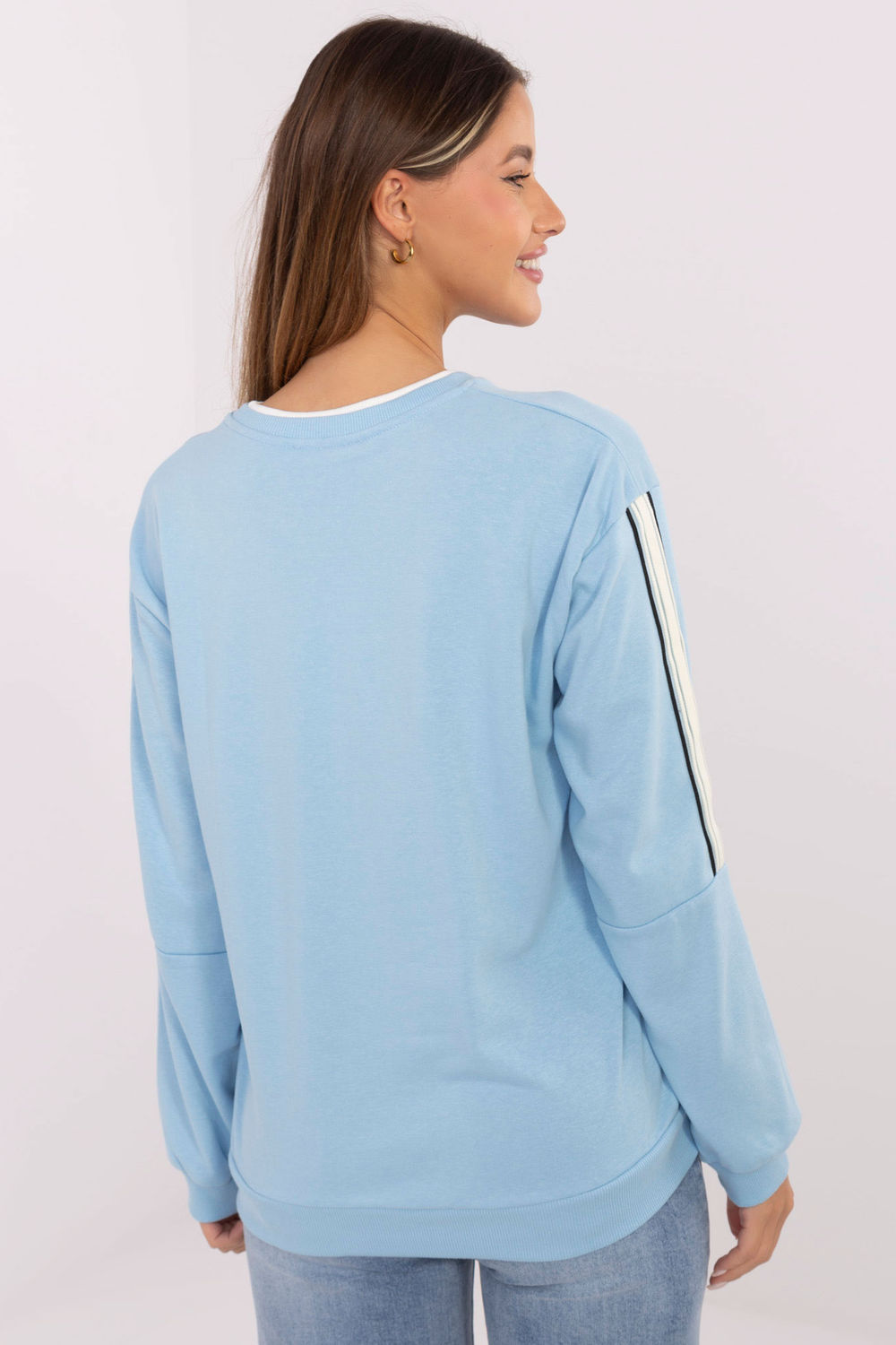 Relevance Light Blue Striped Oversized Sweatshirt - view 3