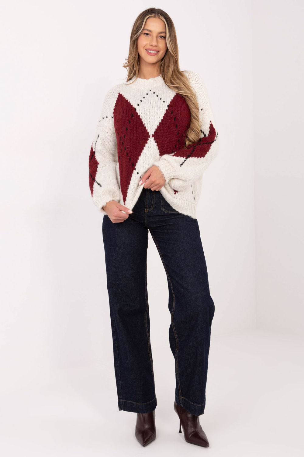 Italy Moda Ecru Puff Sleeve Jumper