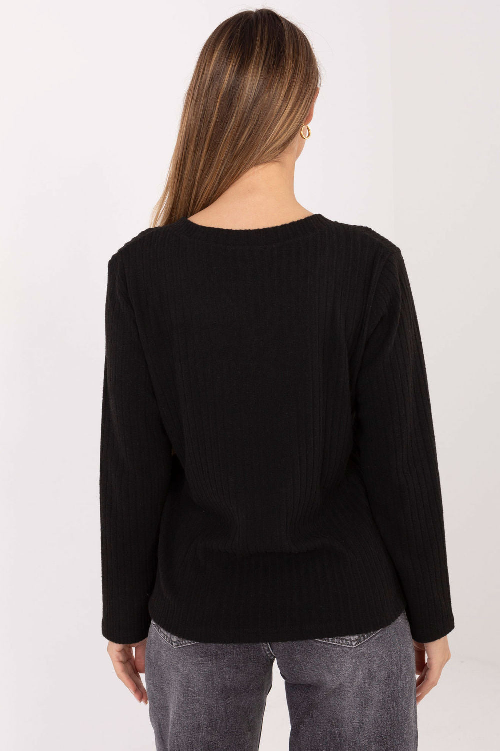 Relevance Black V-Neck Long Sleeve Jumper - view 3