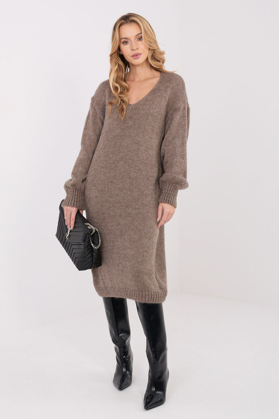 Factory Price Dark Beige Midi Oversized Dress