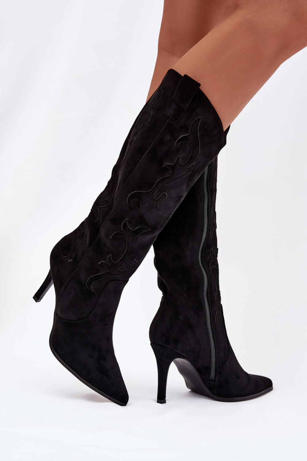 Step In Style Belonia Black Faux Suede Stiletto Heeled Ankle Boots - view 3