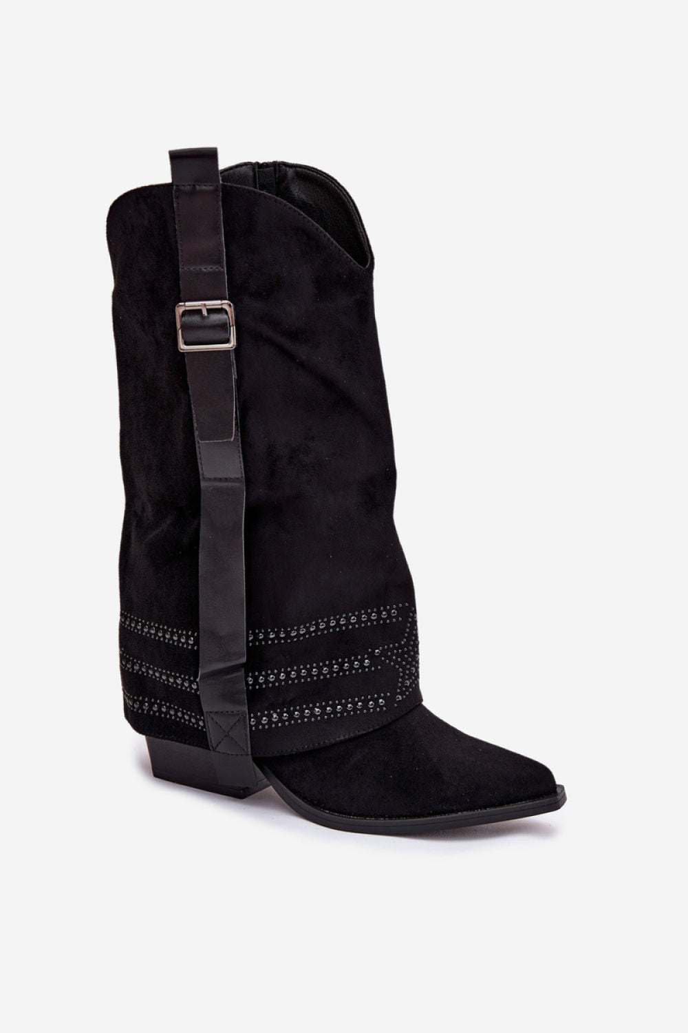 Step In Style Camilora Black Faux Suede Heeled Ankle Boots - view 2