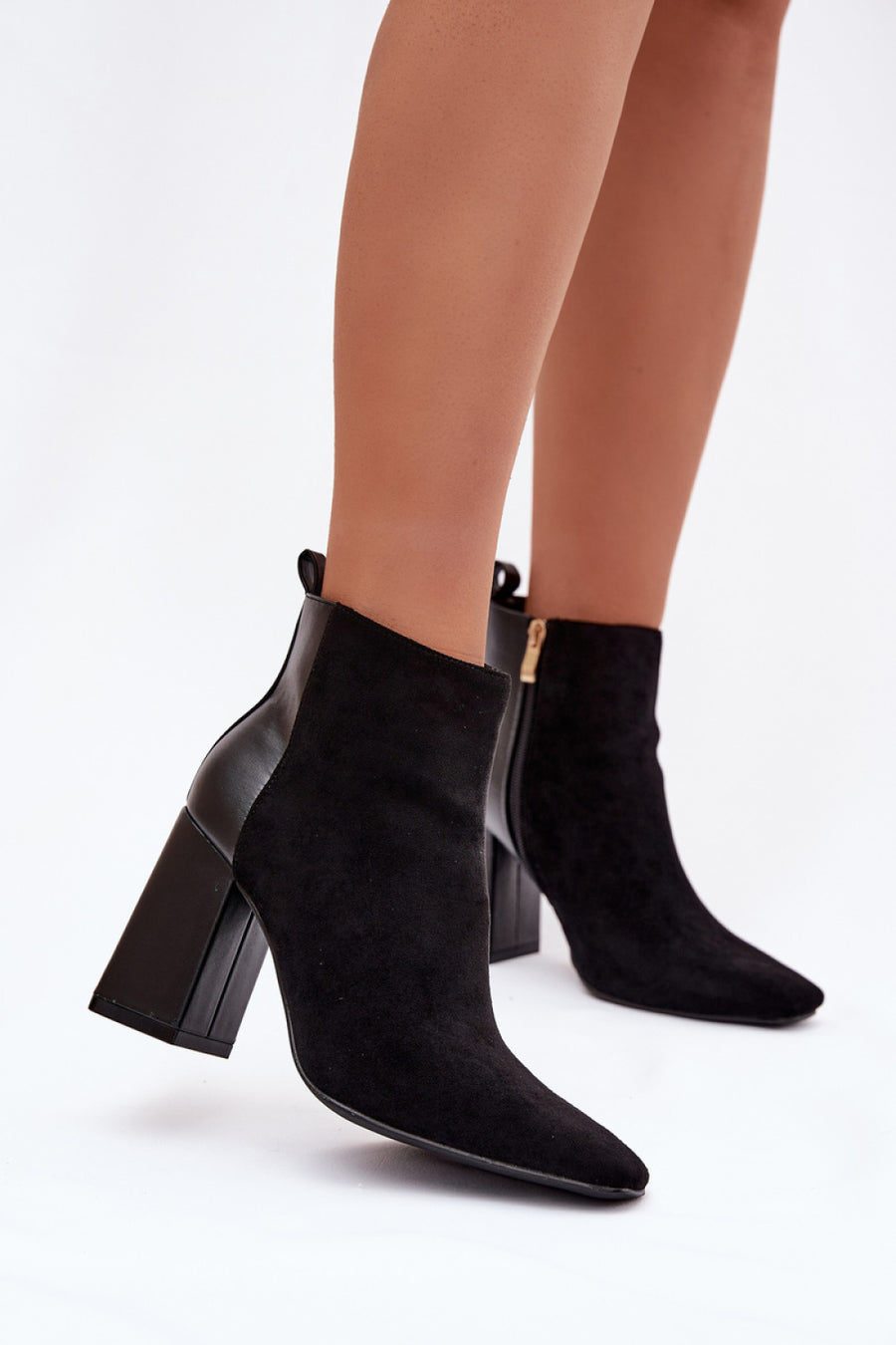 Step In Style Maloria Black Faux Leather Heeled Ankle Boots