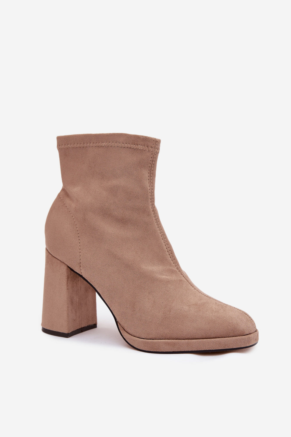 Step In Style Karvella Beige Faux Suede Block Heel Heeled Ankle Boots - view 2