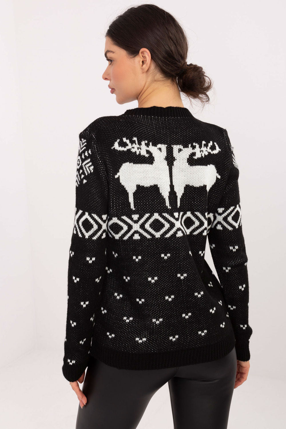 Italy Moda Black Round Neck Printed Long Sleeve Jumper - view 3
