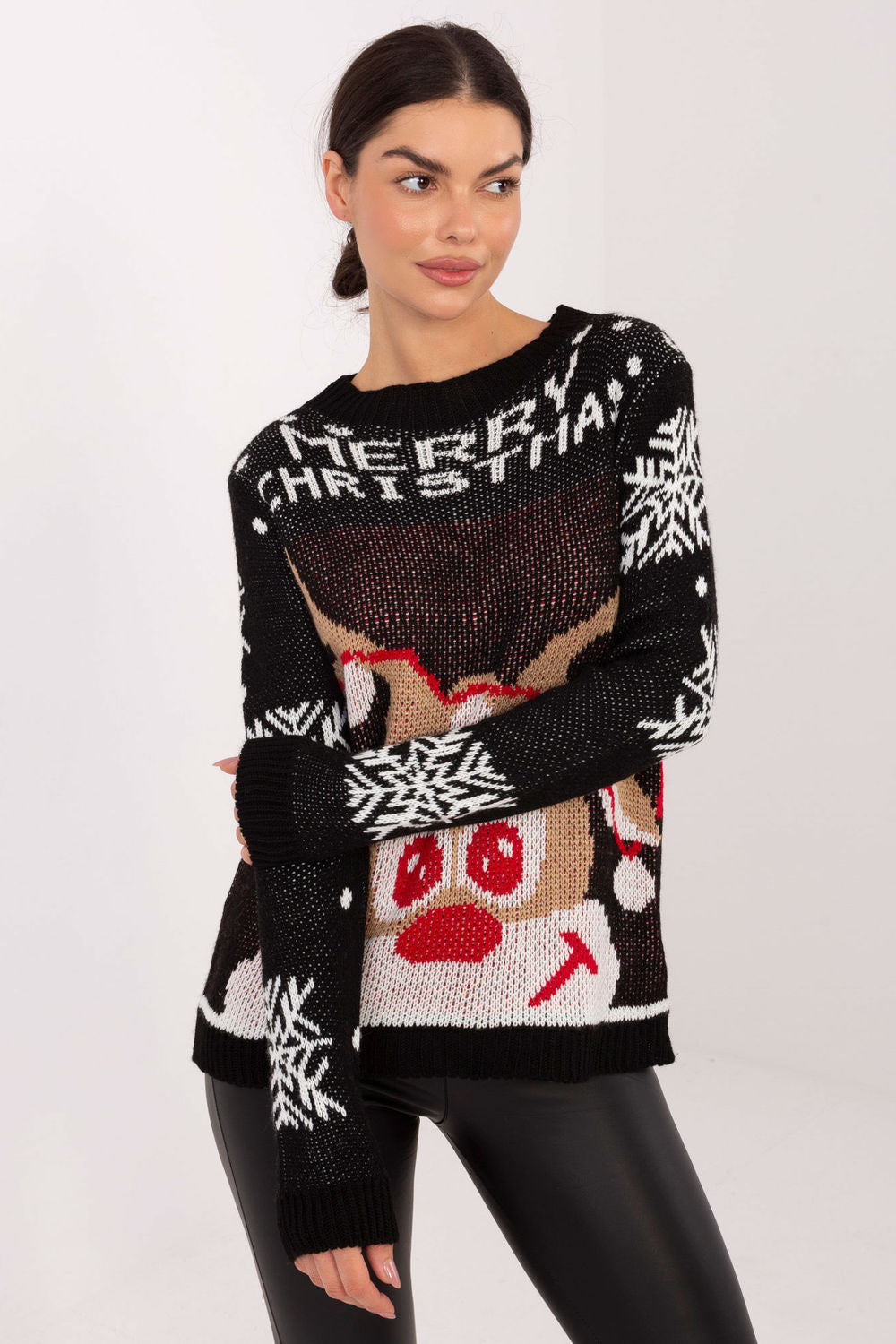 Italy Moda Black Printed Long Sleeve Jumper