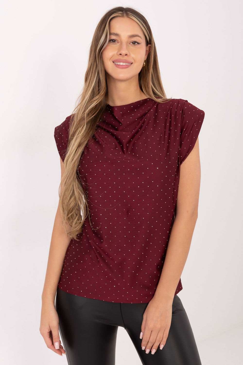 Italy Moda Burgundy Sleeveless Blouse