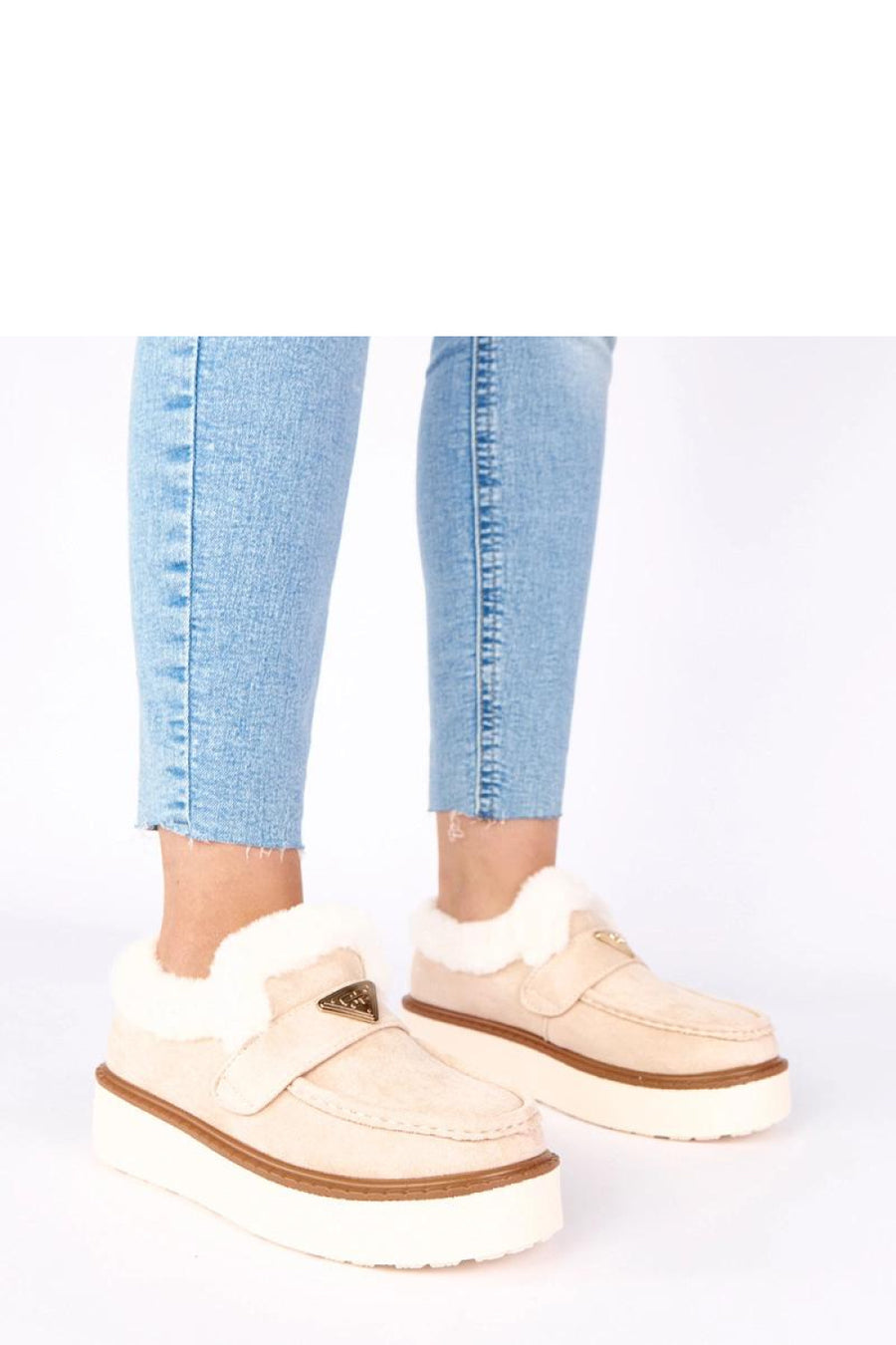 Solea Loafy Light Beige Knitted Warm Lined Moccasins