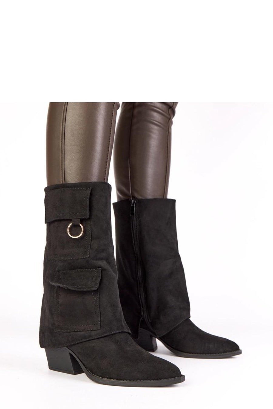 Solea Nadiia Black Block Heel Heeled Ankle Boots