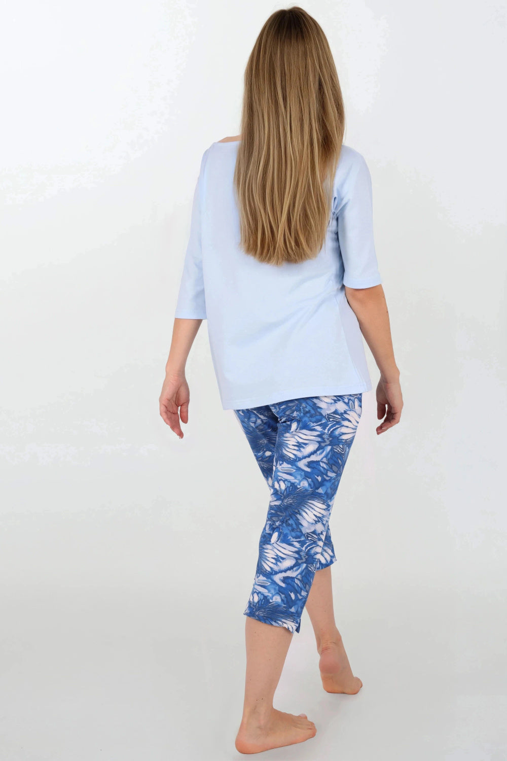 Momenti Per Me Lagoon Escape Blue Knitted Cotton Pyjamas - view 3
