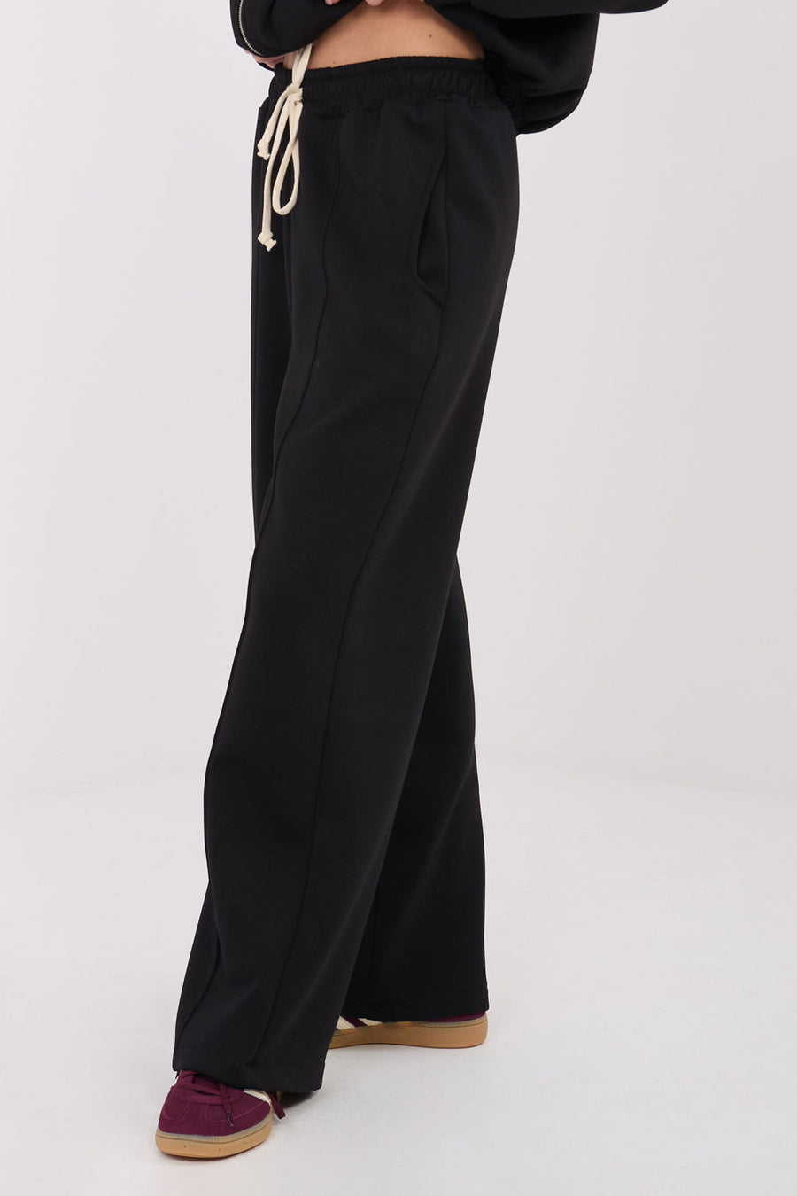 Factory Price Black Wide Leg High Waisted Joggers