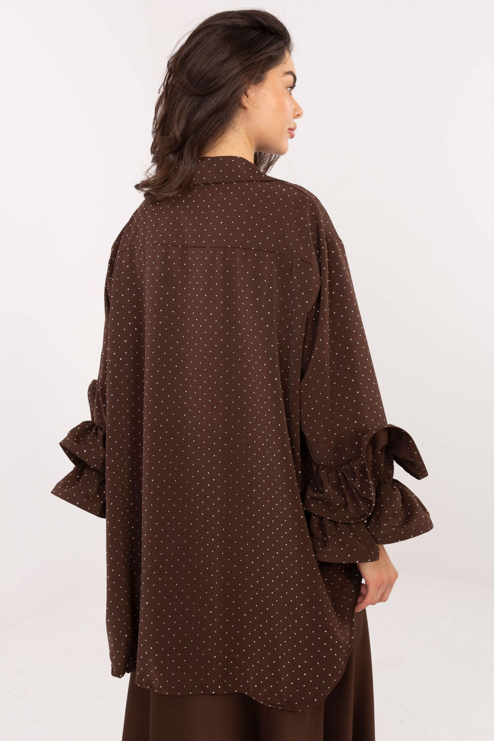 Italy Moda Brown Cotton Long Sleeve Top - view 3