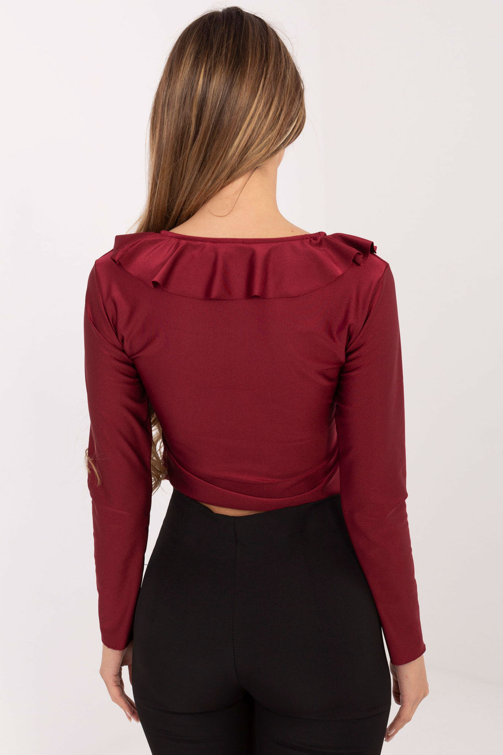 Italy Moda Burgundy Polyester Long Sleeve Blouse - view 3