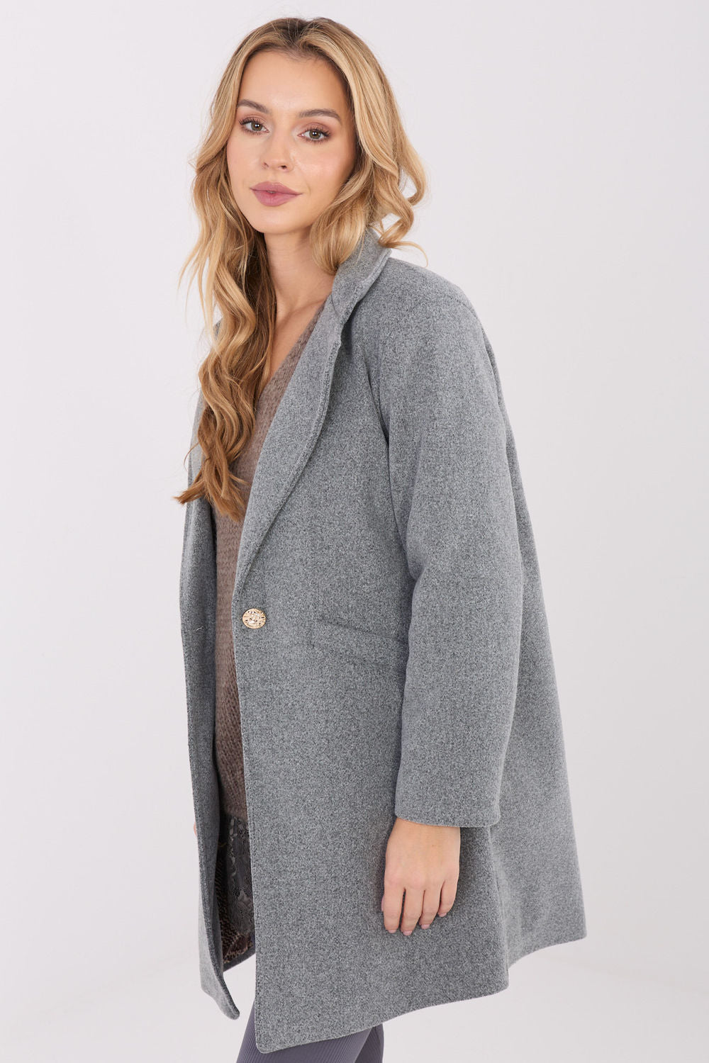 Italy Moda Dark Grey Long Sleeve Coat