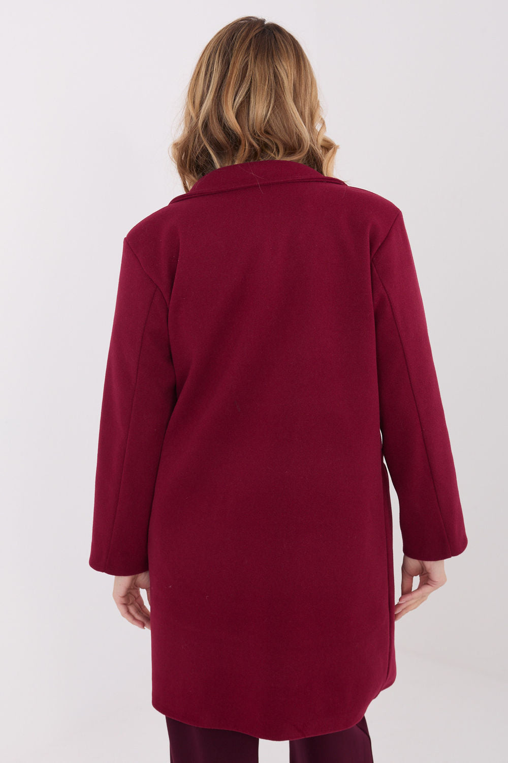 Italy Moda Burgundy Long Sleeve Coat - view 3