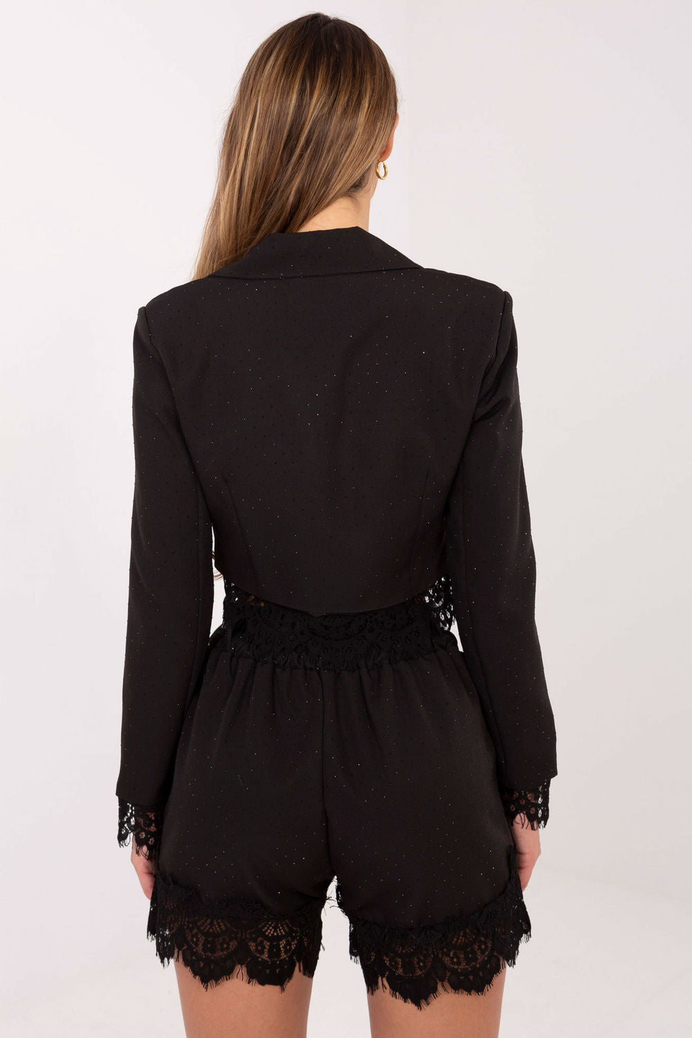 Italy Moda Black Lace Long Sleeve Jacket - view 3