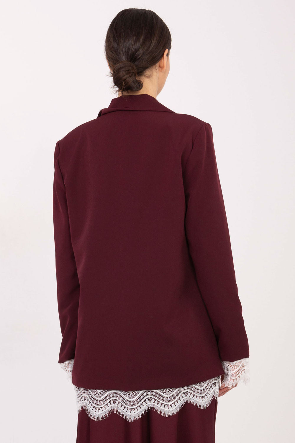 Italy Moda Burgundy Lace Long Sleeve Jacket - view 3