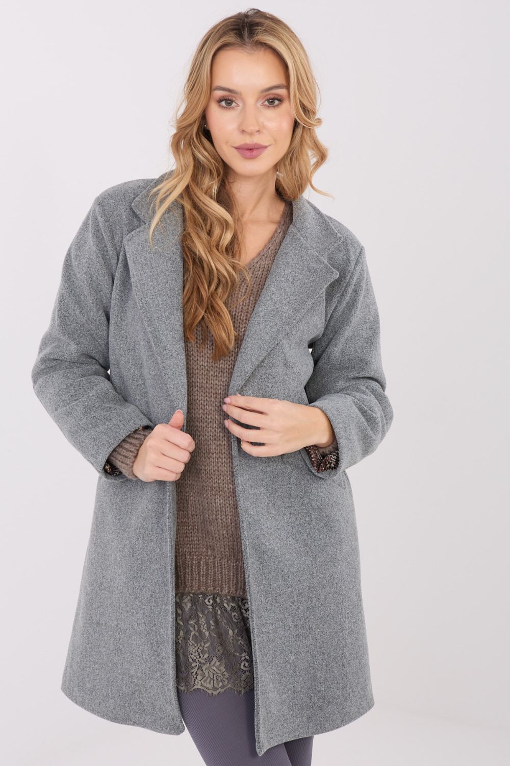 Italy Moda Dark Grey Long Sleeve Coat - view 4