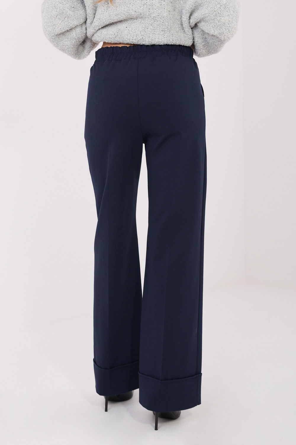 Rue Paris Navy Wide Leg High Waisted Trousers - view 3