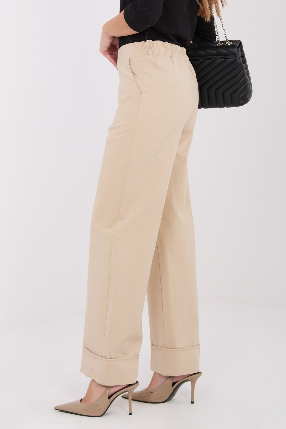 Rue Paris Beige Wide Leg High Waisted Trousers - view 3