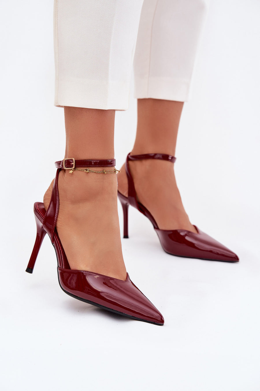 Step In Style Laretta Burgundy Faux Leather High Heels