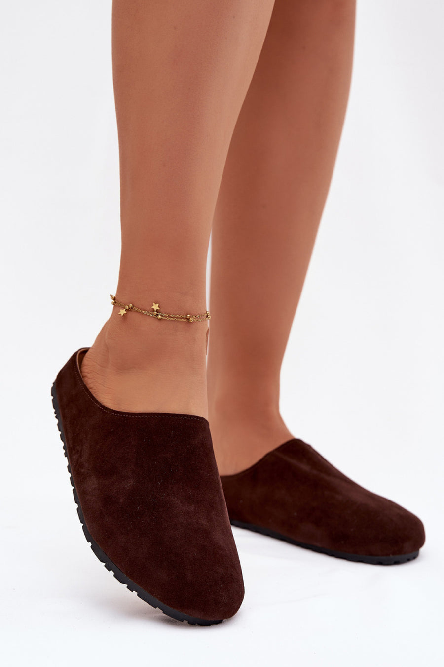 Step In Style Kalvess Chocolate Faux Suede Warm Lined Slippers