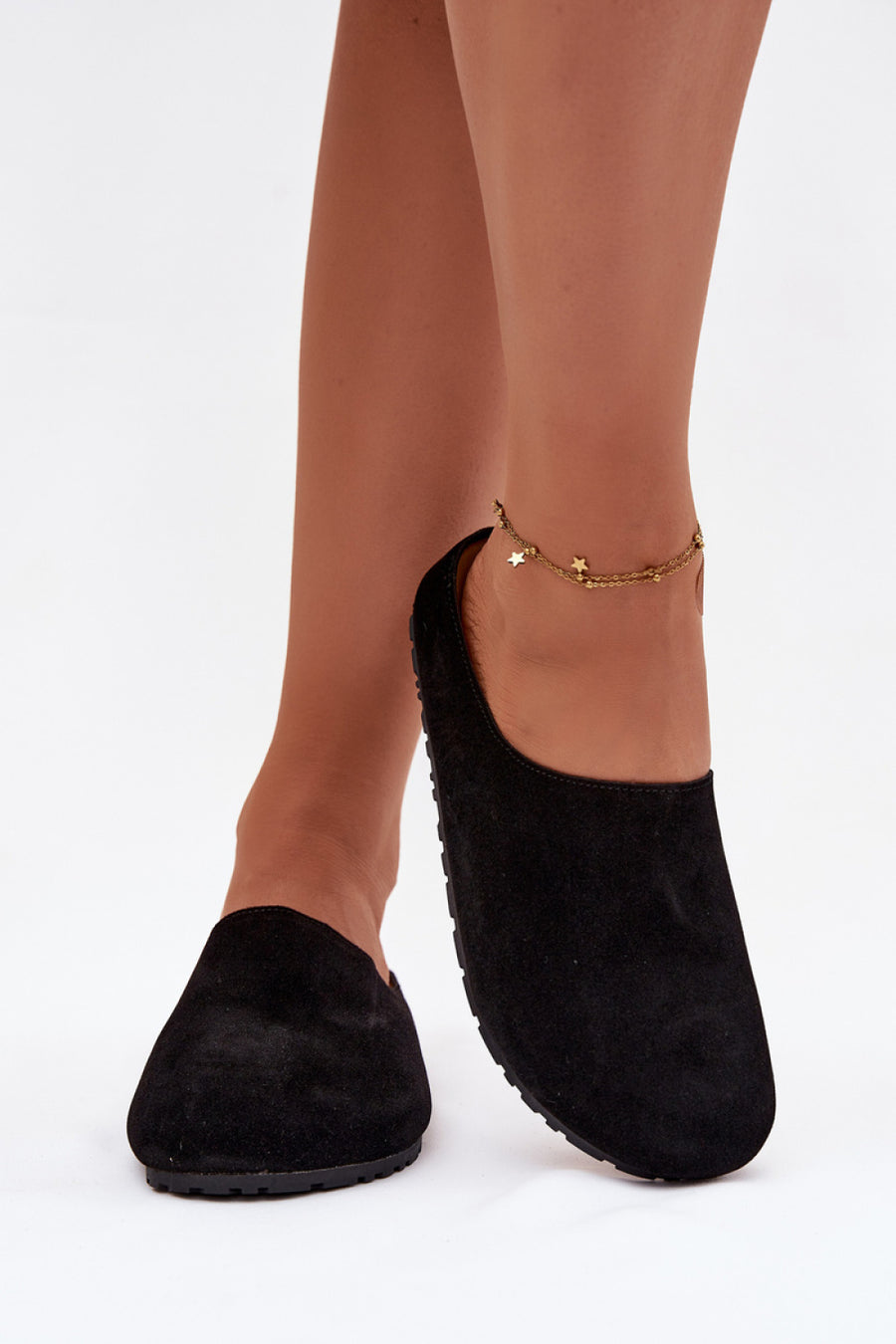 Step In Style Kalvess Black Faux Suede Warm Lined Slippers