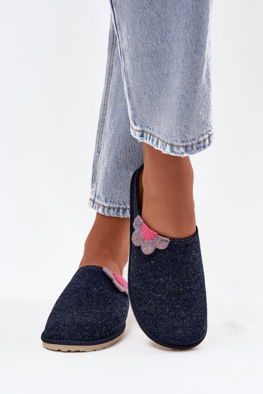 Step In Style Inblu Navy Leather Slippers