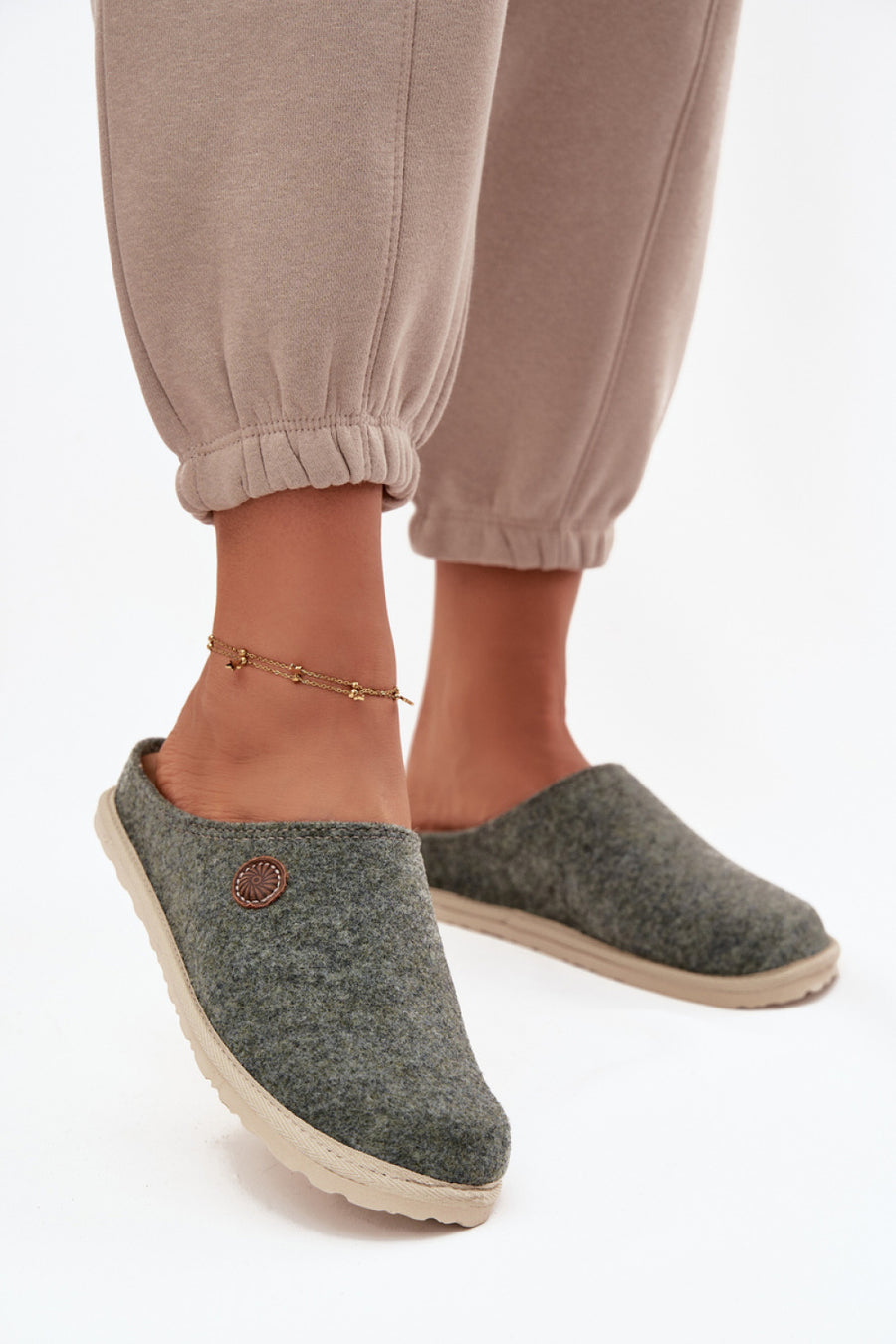 Step In Style Inblu Green Leather Slippers