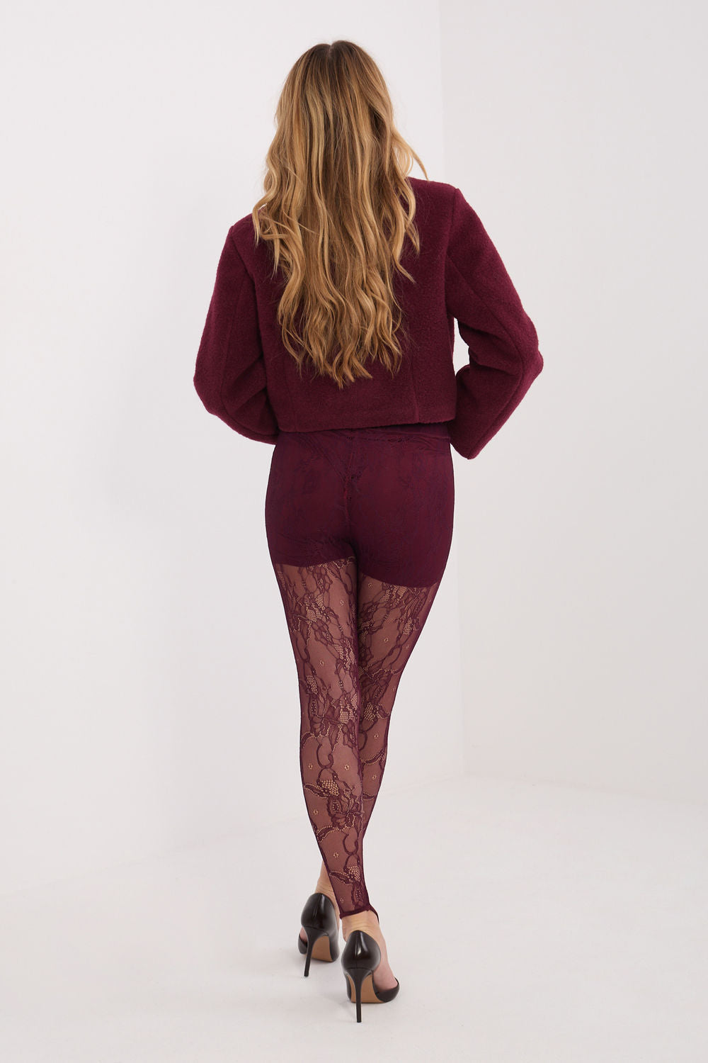 Italy Moda Burgundy Lace Leggings - view 3