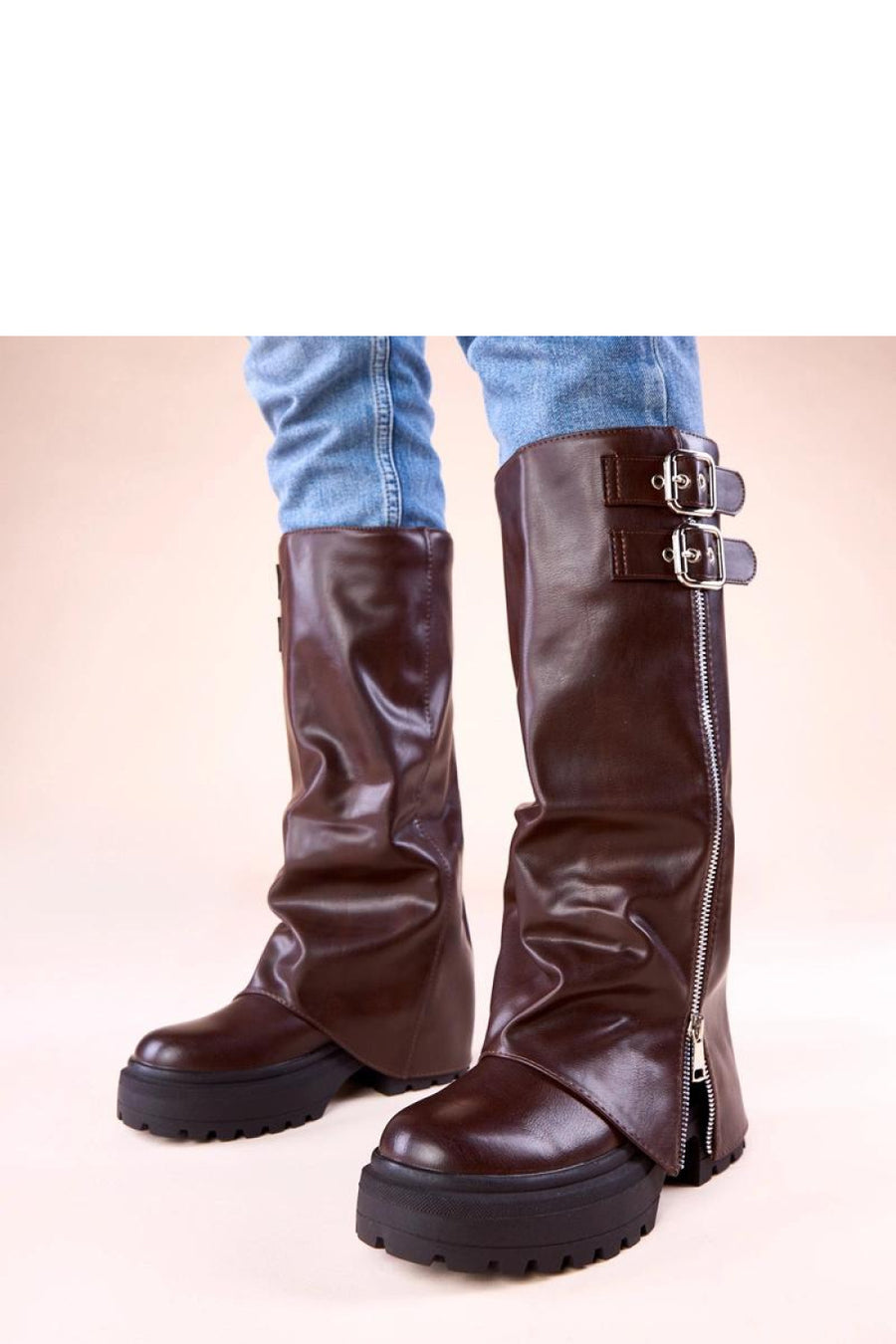 Solea Ridica Brown Flat Platform Boots