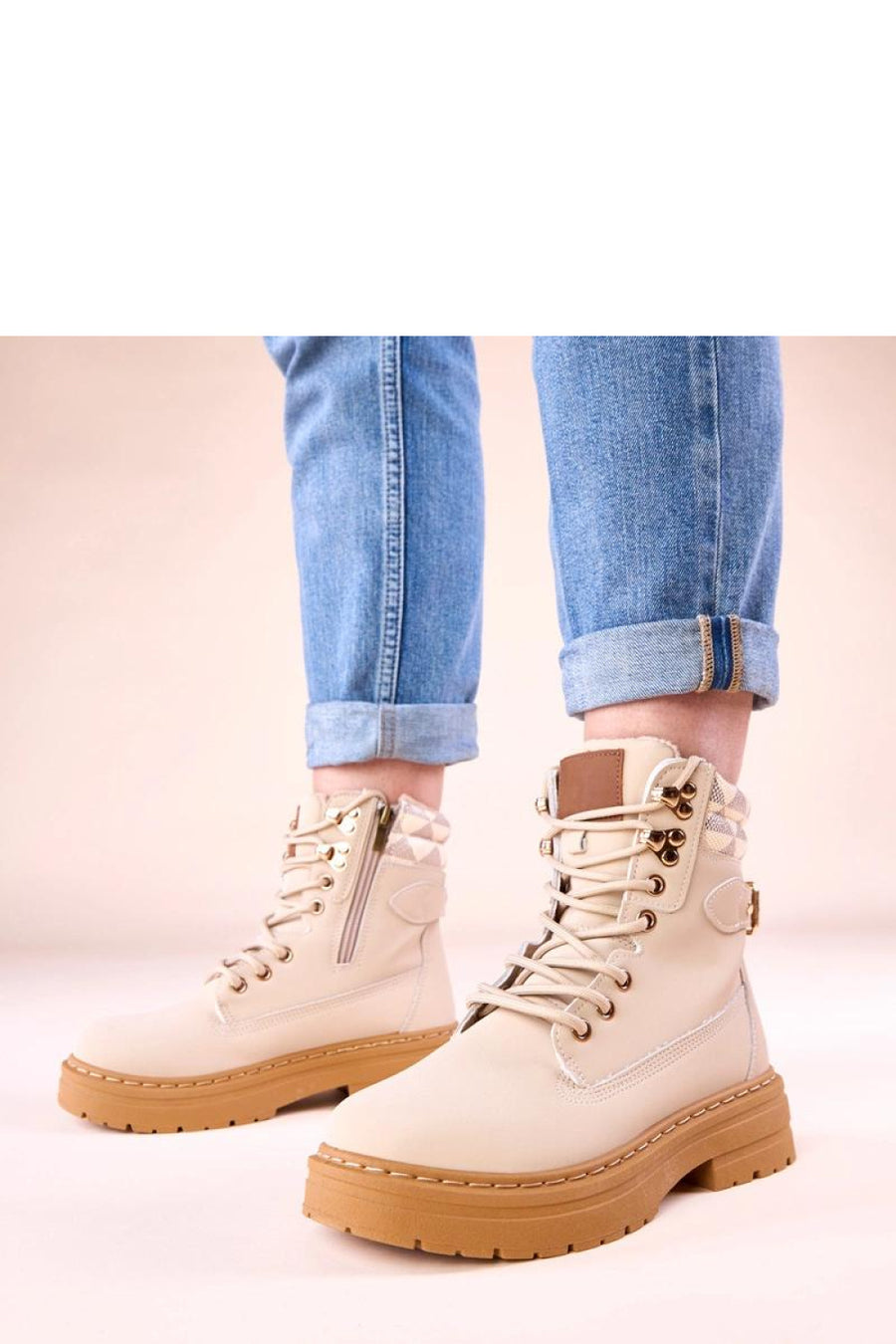 Solea Selio Beige Suede Warm Lined Hiking Style Boots