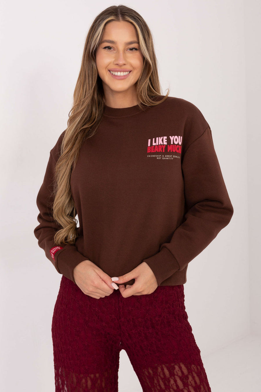 Sublevel Dark Brown Long Sleeve Cotton Sweatshirt