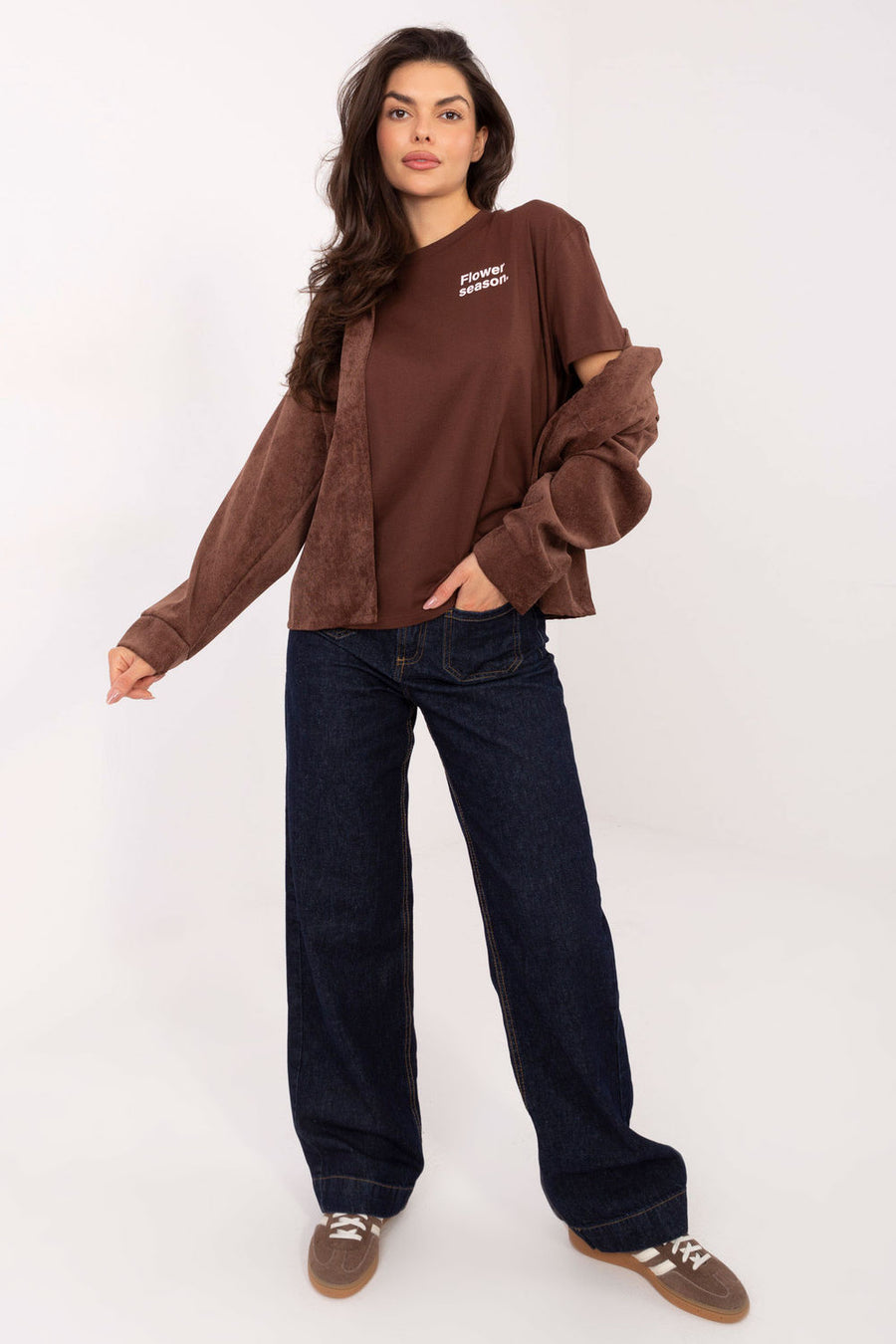 Sublevel Dark Brown Long Sleeve Top