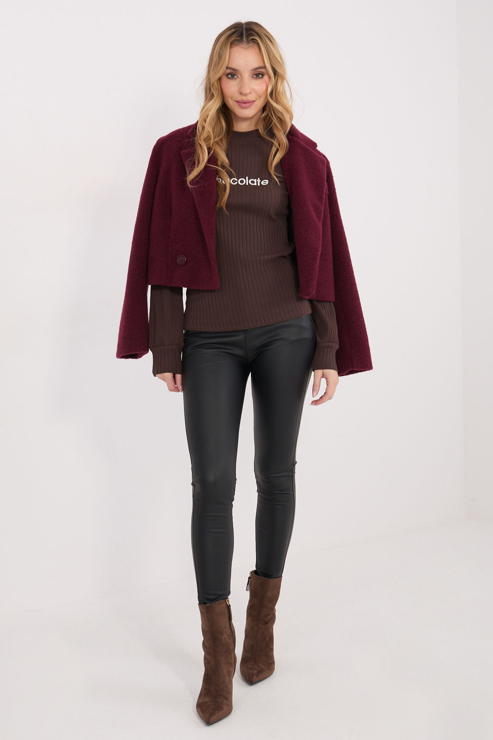 Rue Paris Dark Brown Puff Sleeve Cotton Blouse - view 2