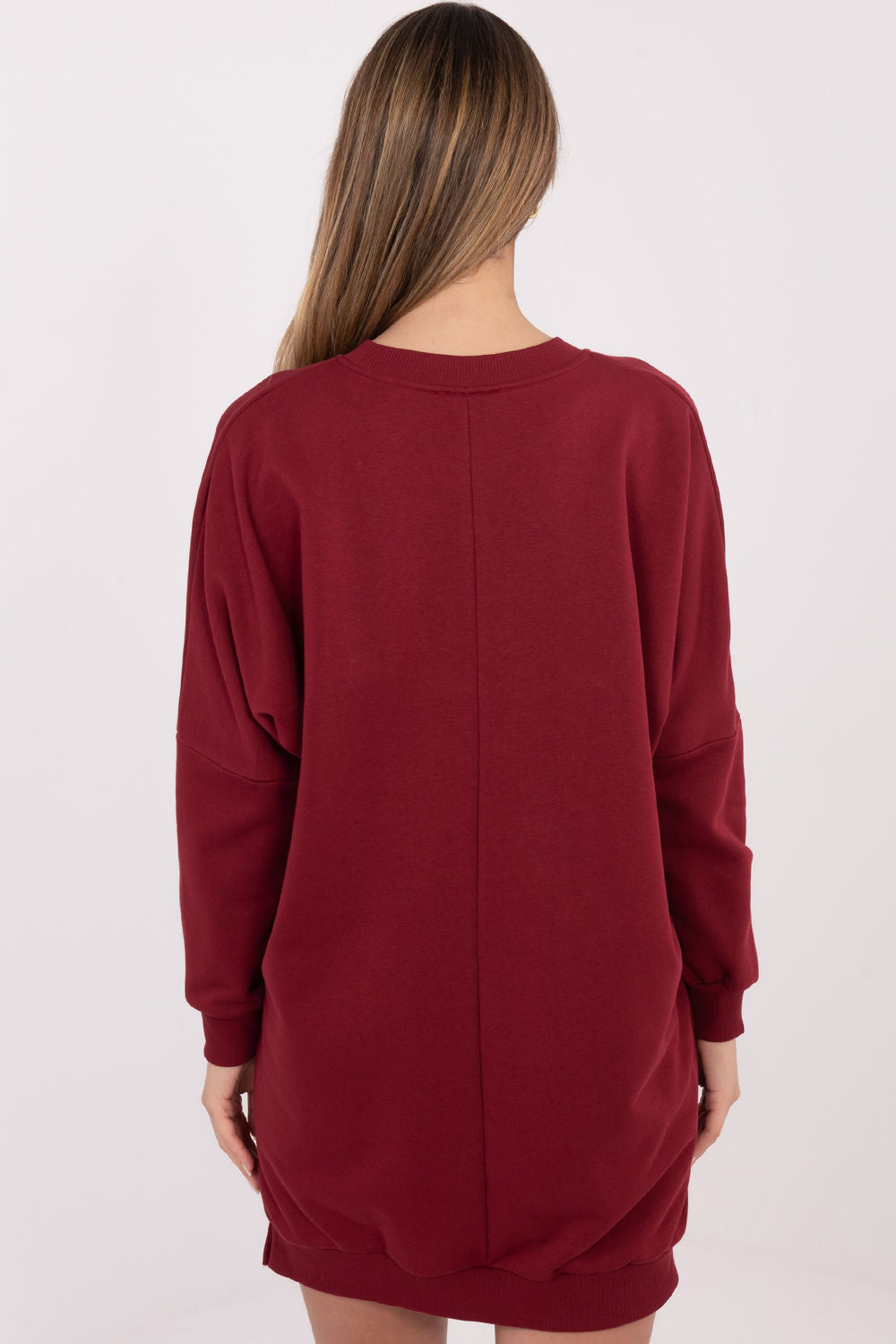 Relevance Burgundy Round Neck Long Sleeve Dress - view 3