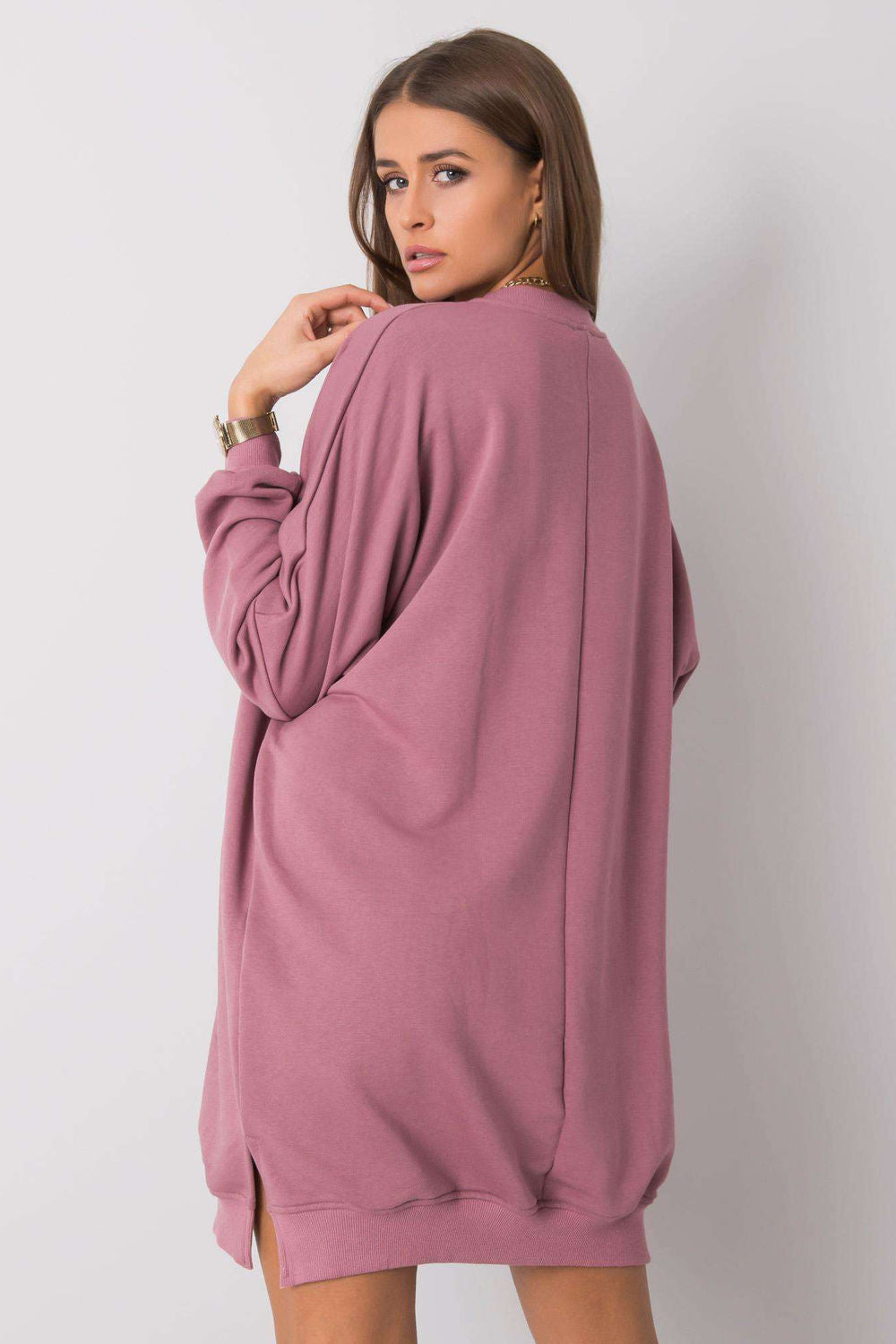 Relevance Dark Pink Round Neck Long Sleeve Dress - view 3