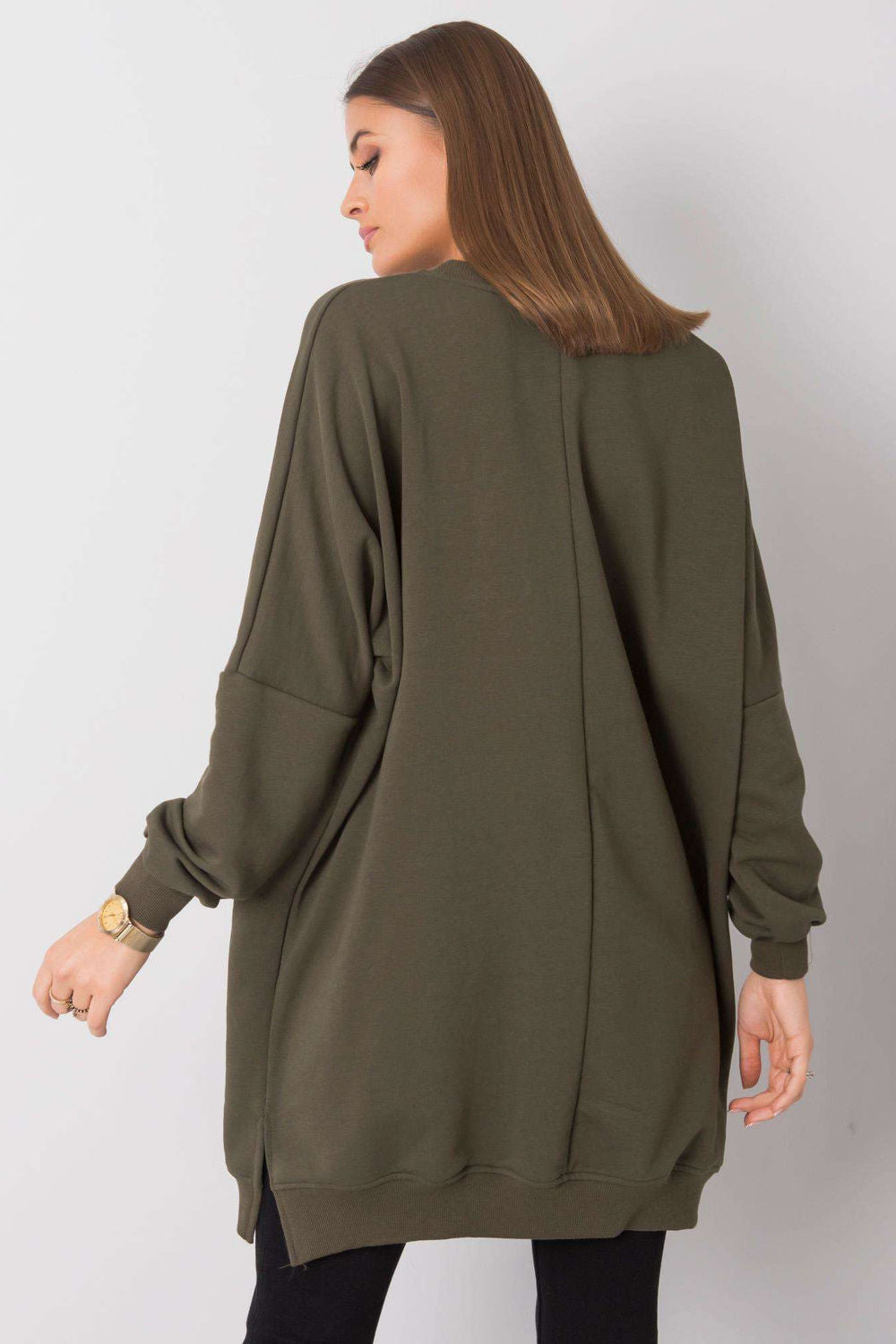 Relevance Khaki Round Neck Long Sleeve Dress - view 3